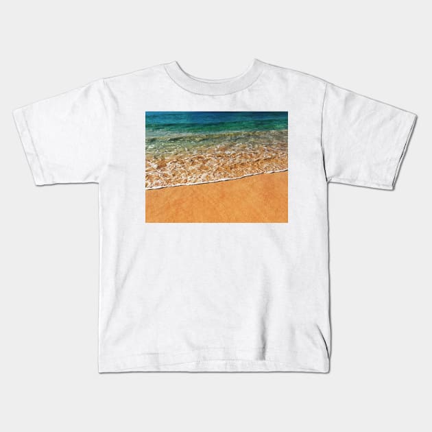 green ocean waves Kids T-Shirt by KylePrescott